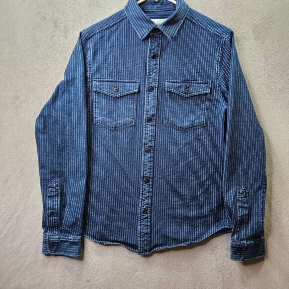 Goodfellow & Co Shirt Blue Stripes Button Down Long Sleeve Shirt Mens Size S - Picture 1 of 9